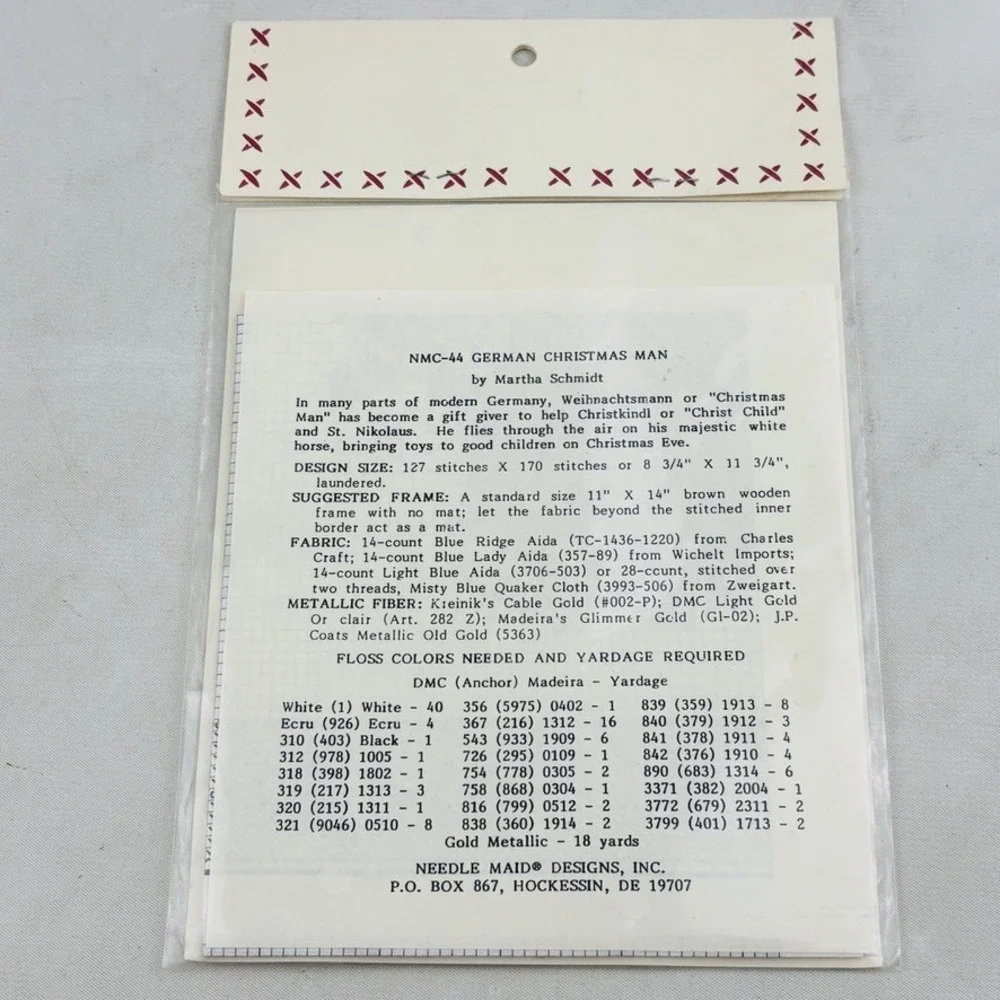 Needle Maid‎ Designs German Christmas Man Cross Stitch Chart NMC-44 Santa